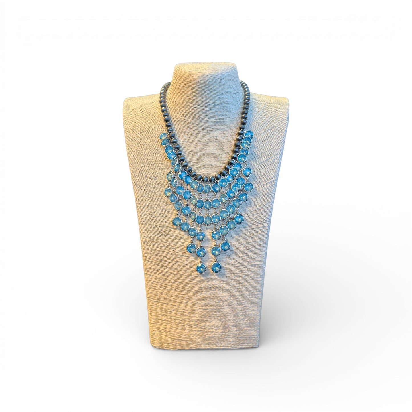STONE FRINGE NECKLACE WITH NAVAJO BEADS