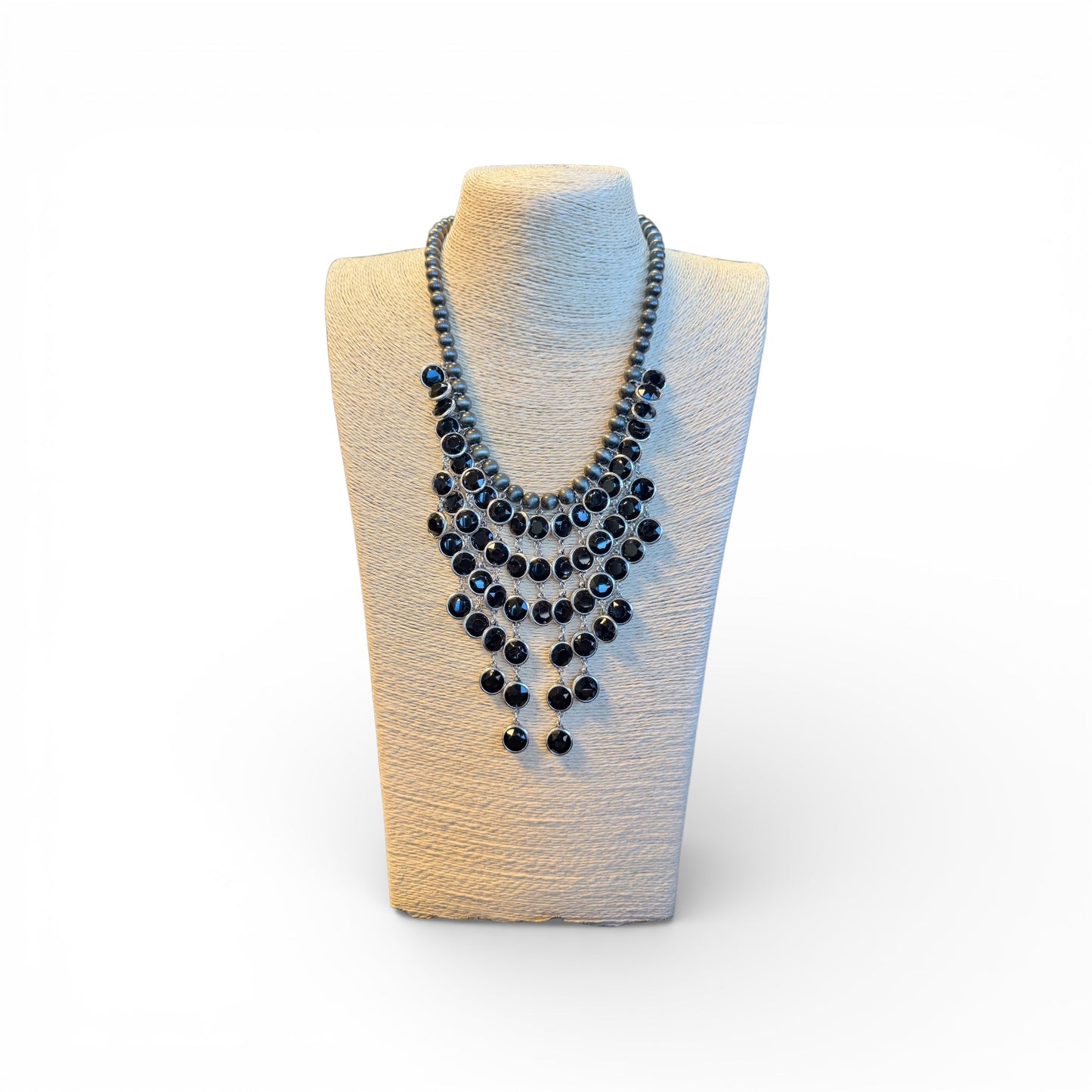 STONE FRINGE NECKLACE WITH NAVAJO BEADS