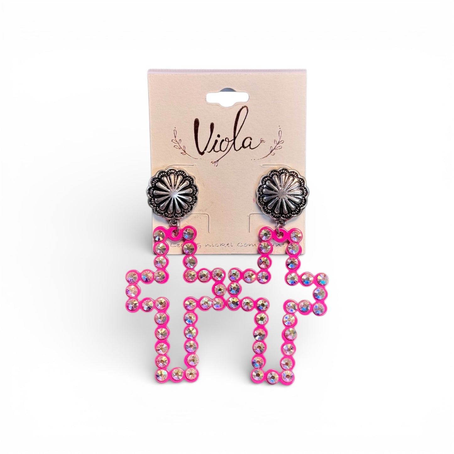 SQUASH POST WITH AB CROSS EARRINGS