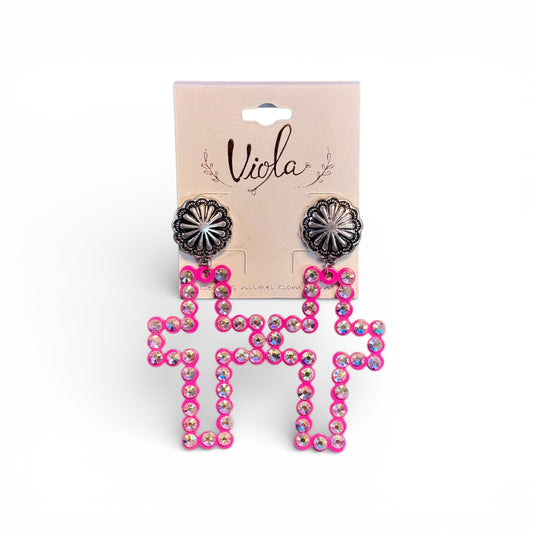SQUASH POST WITH AB CROSS EARRINGS