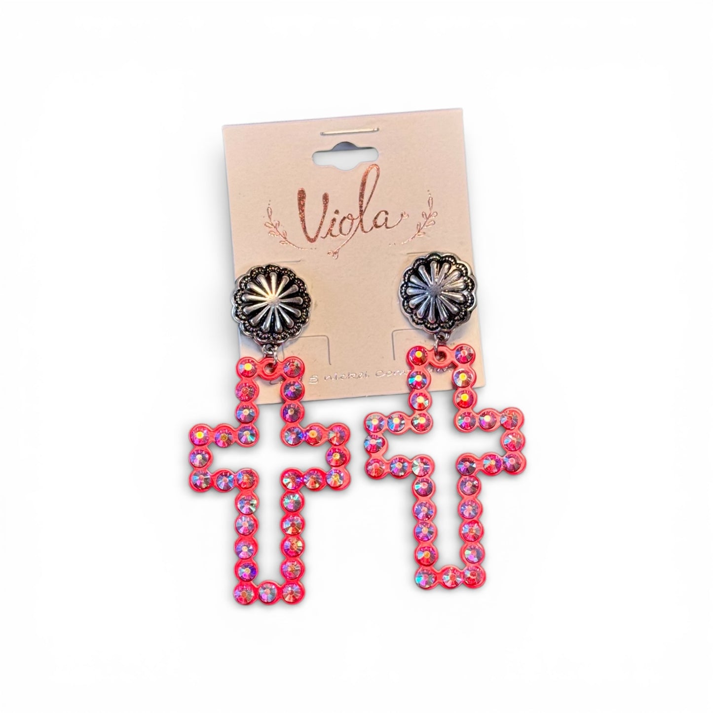 SQUASH POST WITH AB CROSS EARRINGS
