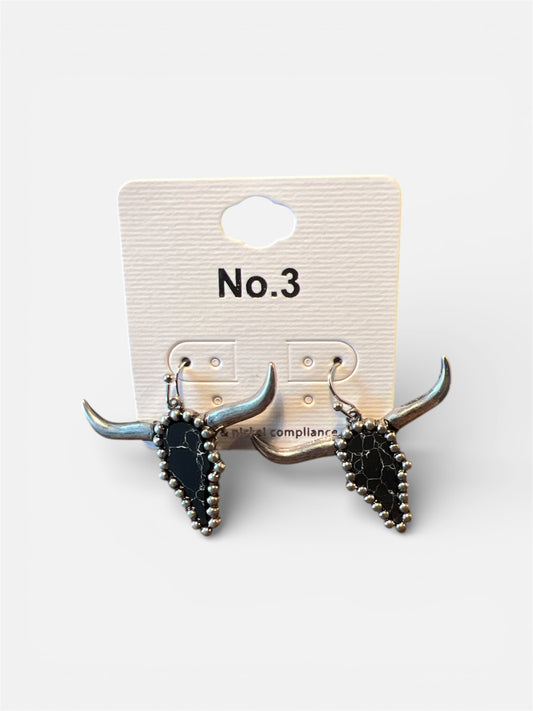 COLORFUL LONGHORN DANGLE EARRINGS