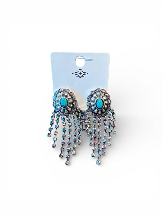 BLOSSOM RHINESTONE ROPE DANGLE EARRINGS