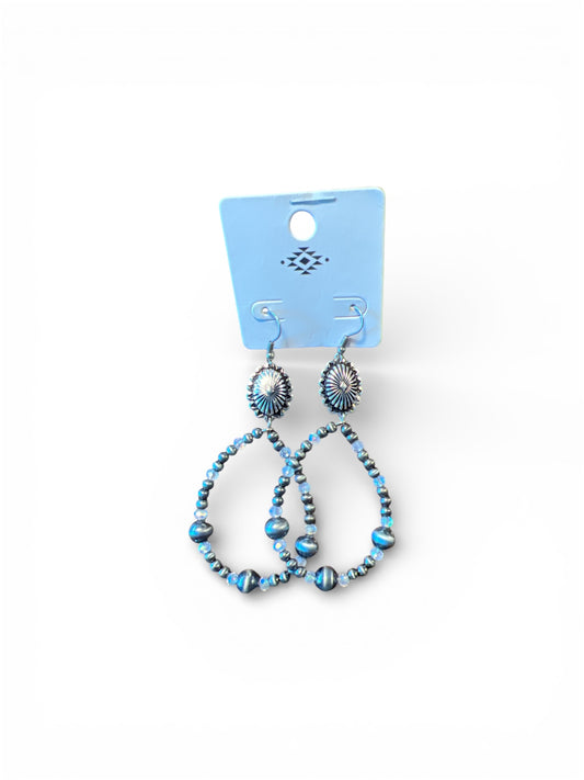 BEADED DANGLE HOOP EARRINGS