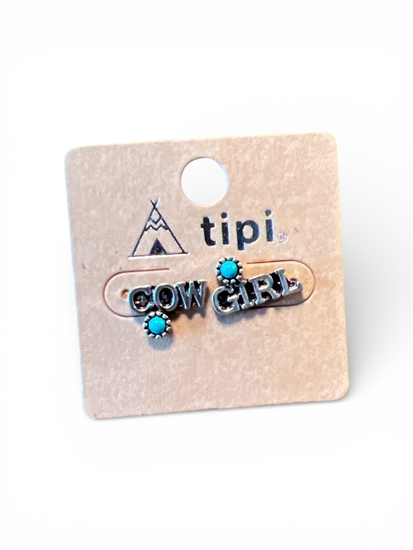 TURQUOISE SILVER "COWBOY, COWGIRL" EARRINGS