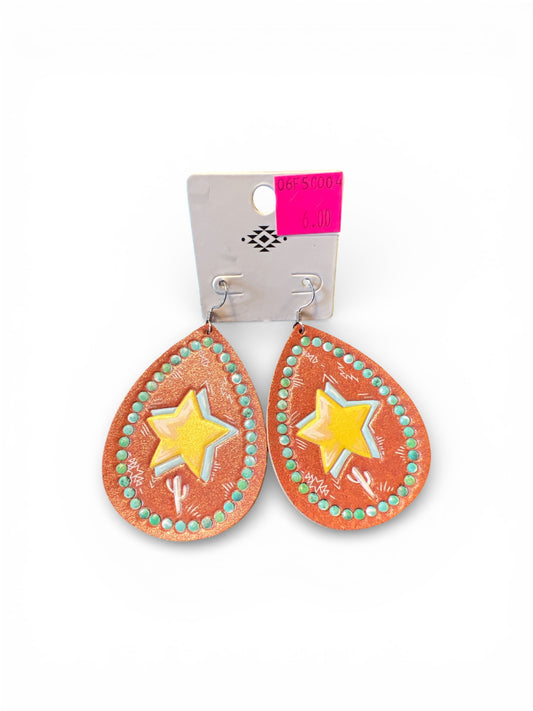 LEATHER STAR EARRINGS