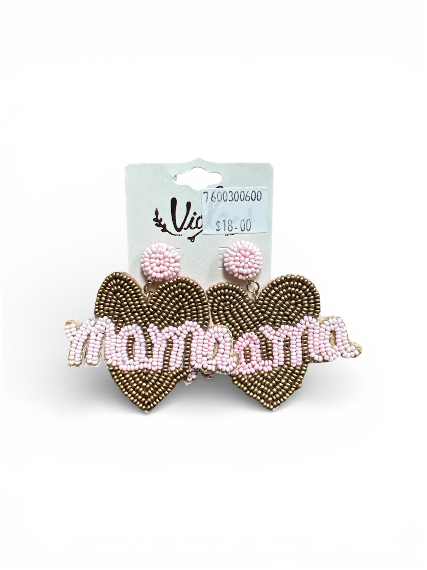 MAMA HEART SEED BEAD EARRINGS