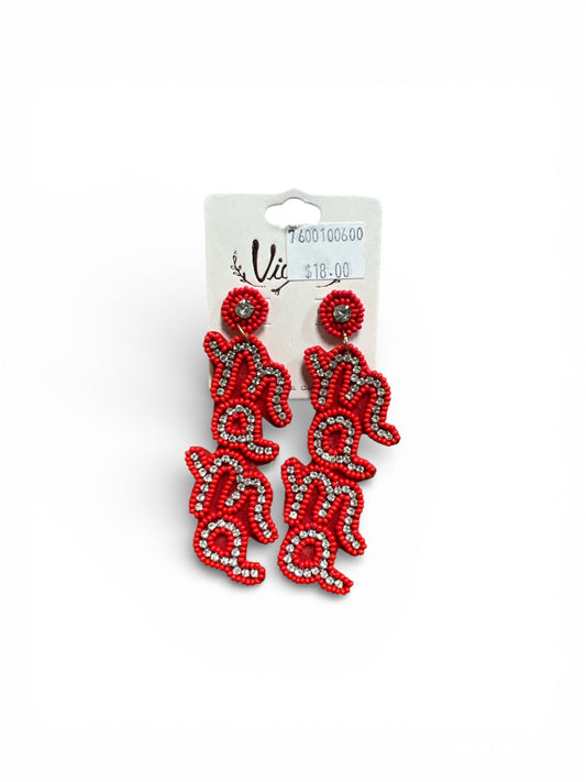 SEED BEAD AND RHINESTONE MAMA EARRINGS