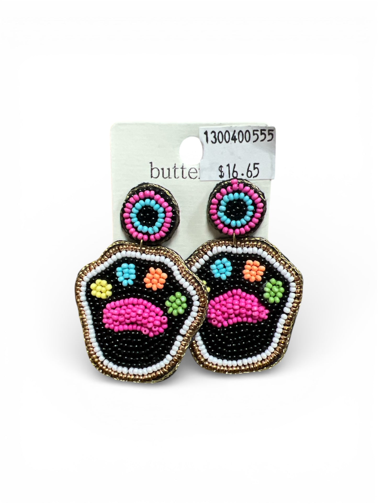 PAW PRINT SEED BEAD EARRINGS