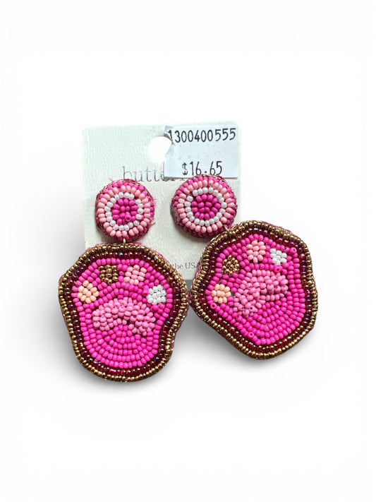 PAW PRINT SEED BEAD EARRINGS