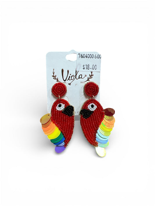 PARROT SEED BEAD EARRINGS