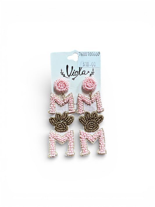 MOM WITH PAW SEED BEAD EARRINGS