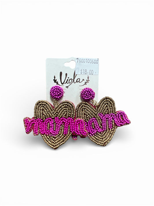 MAMA HEART SEED BEAD EARRINGS