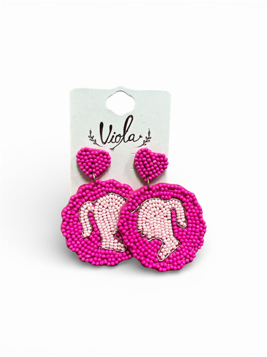 BARBIE SILHOUETTE SEED BEAD EARRINGS