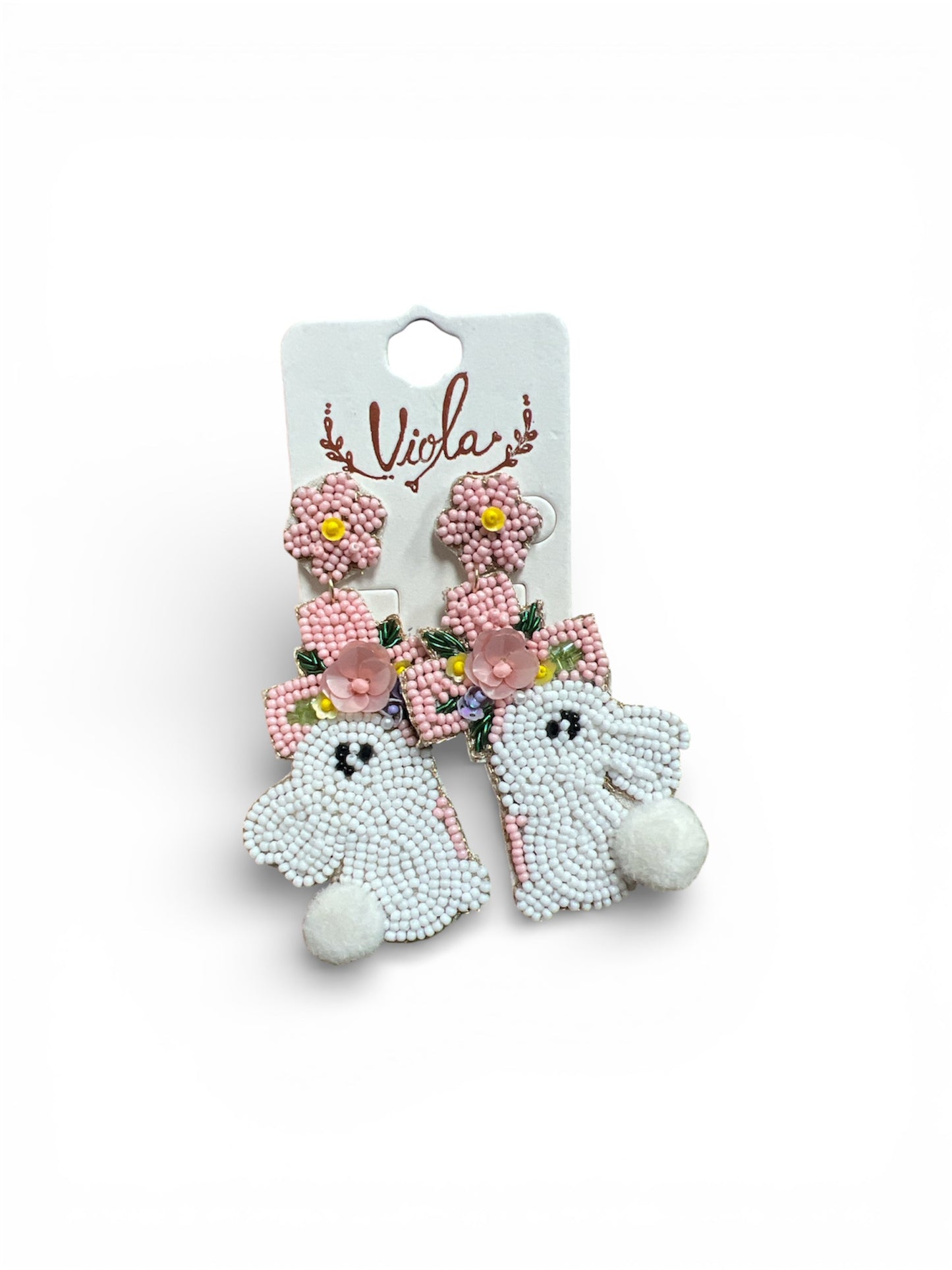 BUNNY WITH CROSS SEED BEAD EARRINGS