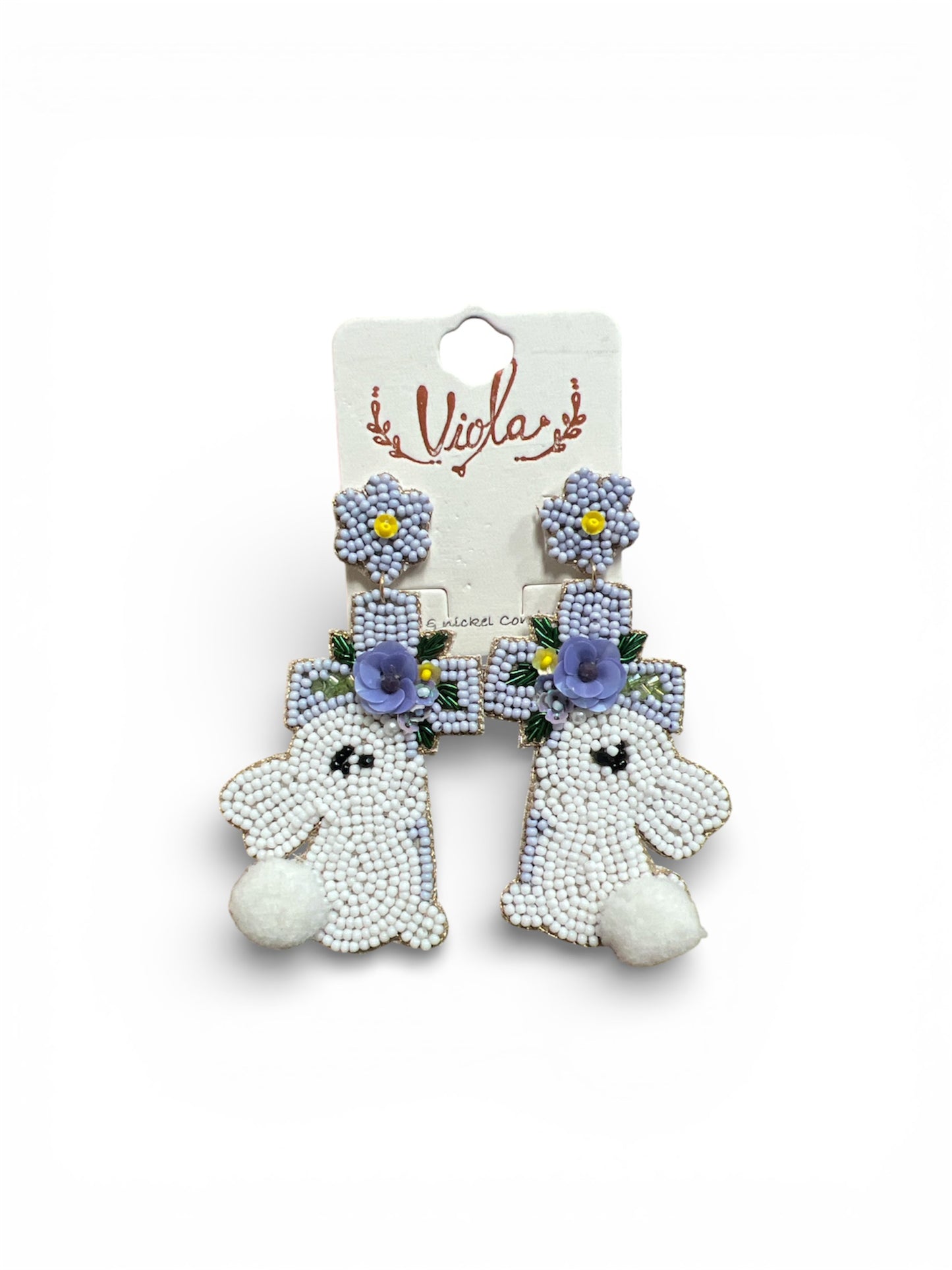 BUNNY WITH CROSS SEED BEAD EARRINGS