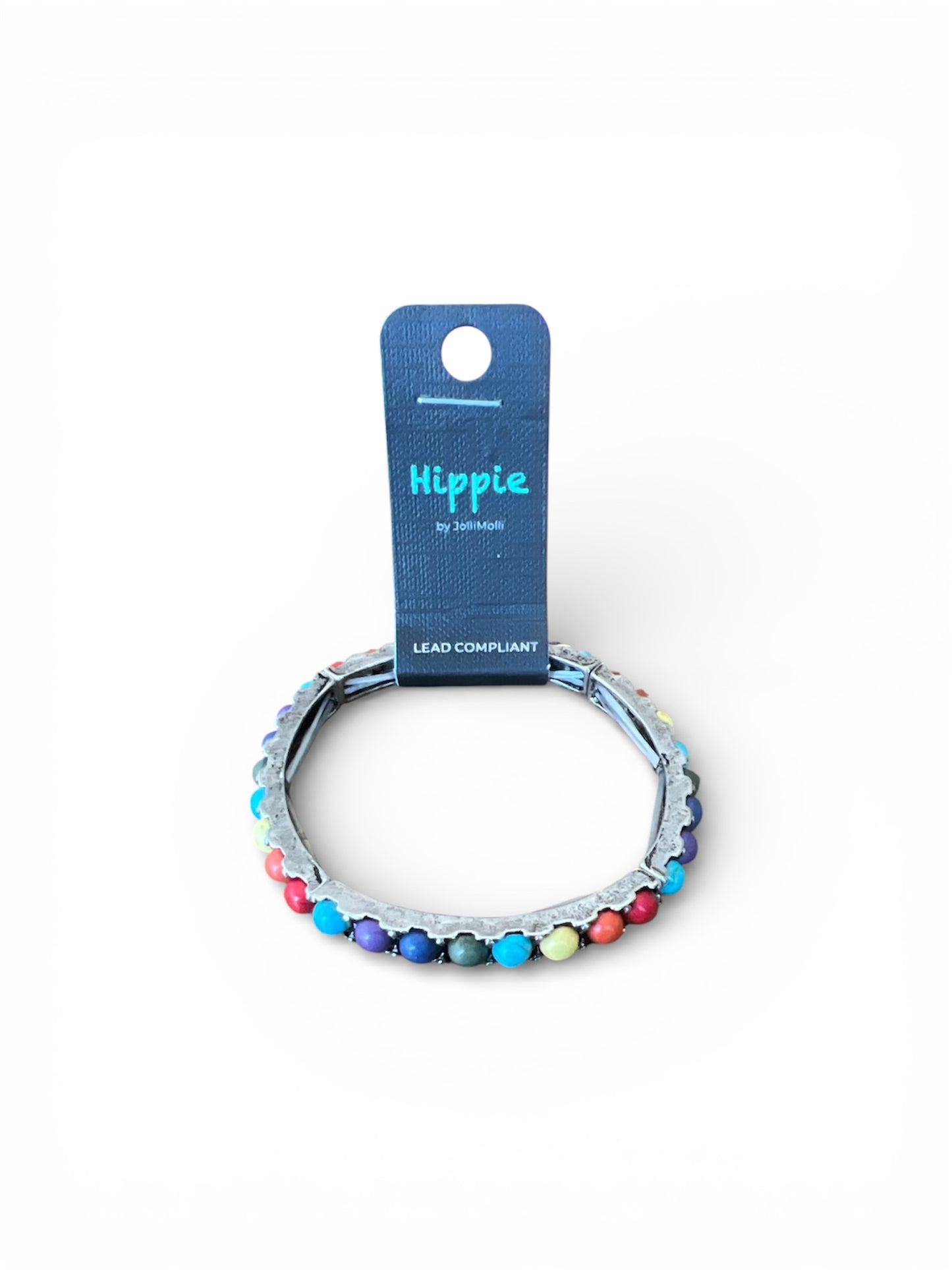 SILVER STRETCH BRACELET WITH SMALL MULTICOLOR STONES
