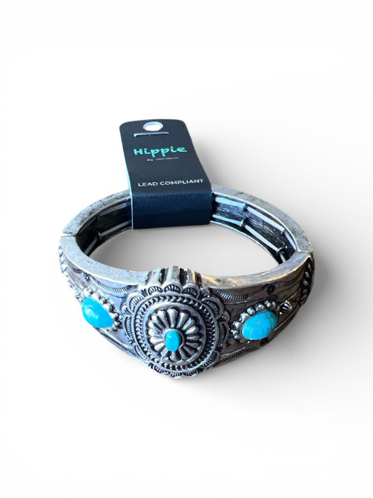 TURQUOISE STONE SILVER WESTERN BRACELET