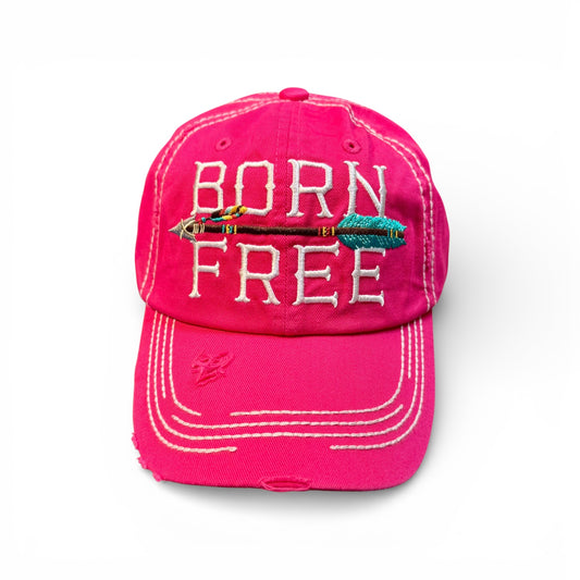 'BORN FREE' DISTRESSED BALL CAP
