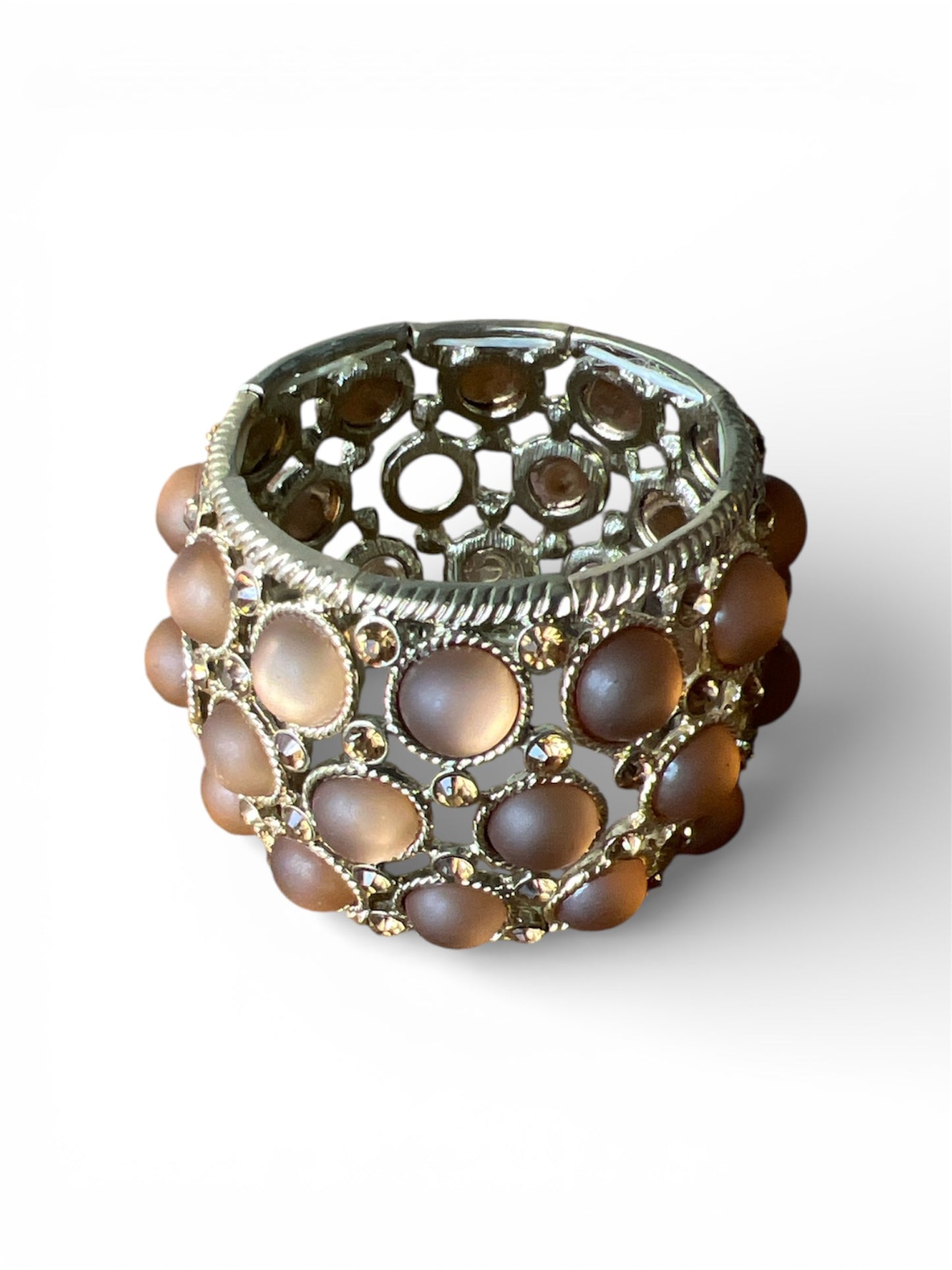 GOLD STONE STRETCH CUFF BRACELET