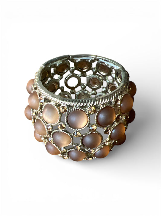 GOLD STONE STRETCH CUFF BRACELET