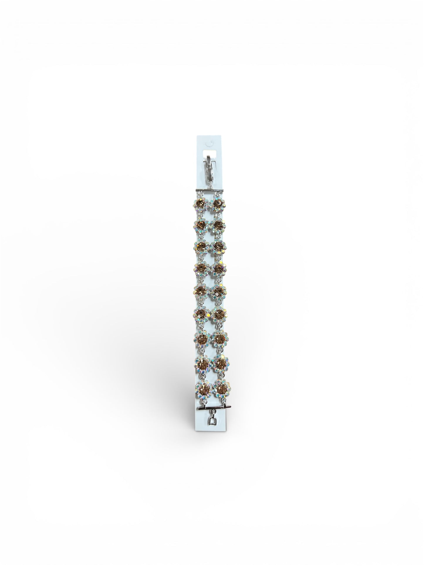 DOUBLE STRAND RHINESTONE FLOWER BRACELET