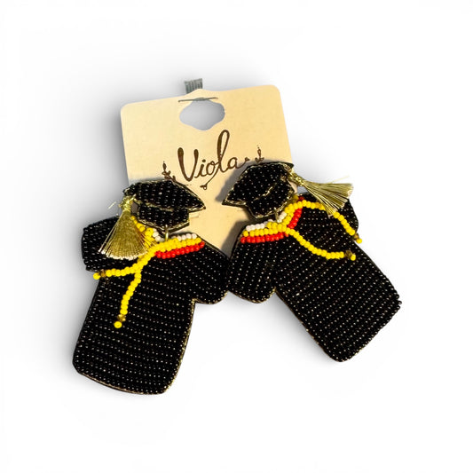 CAP AND GOWN GRADUATION SEED BEAD EARRINGS