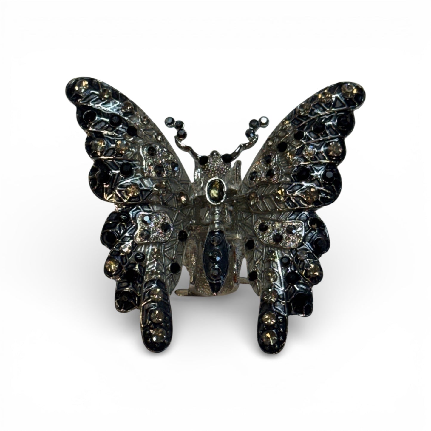LARGE METAL BUTTERFLY HAIR CLIP WITH RHINESTONES