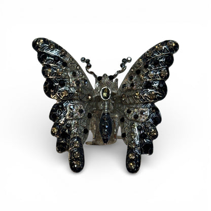 LARGE METAL BUTTERFLY HAIR CLIP WITH RHINESTONES