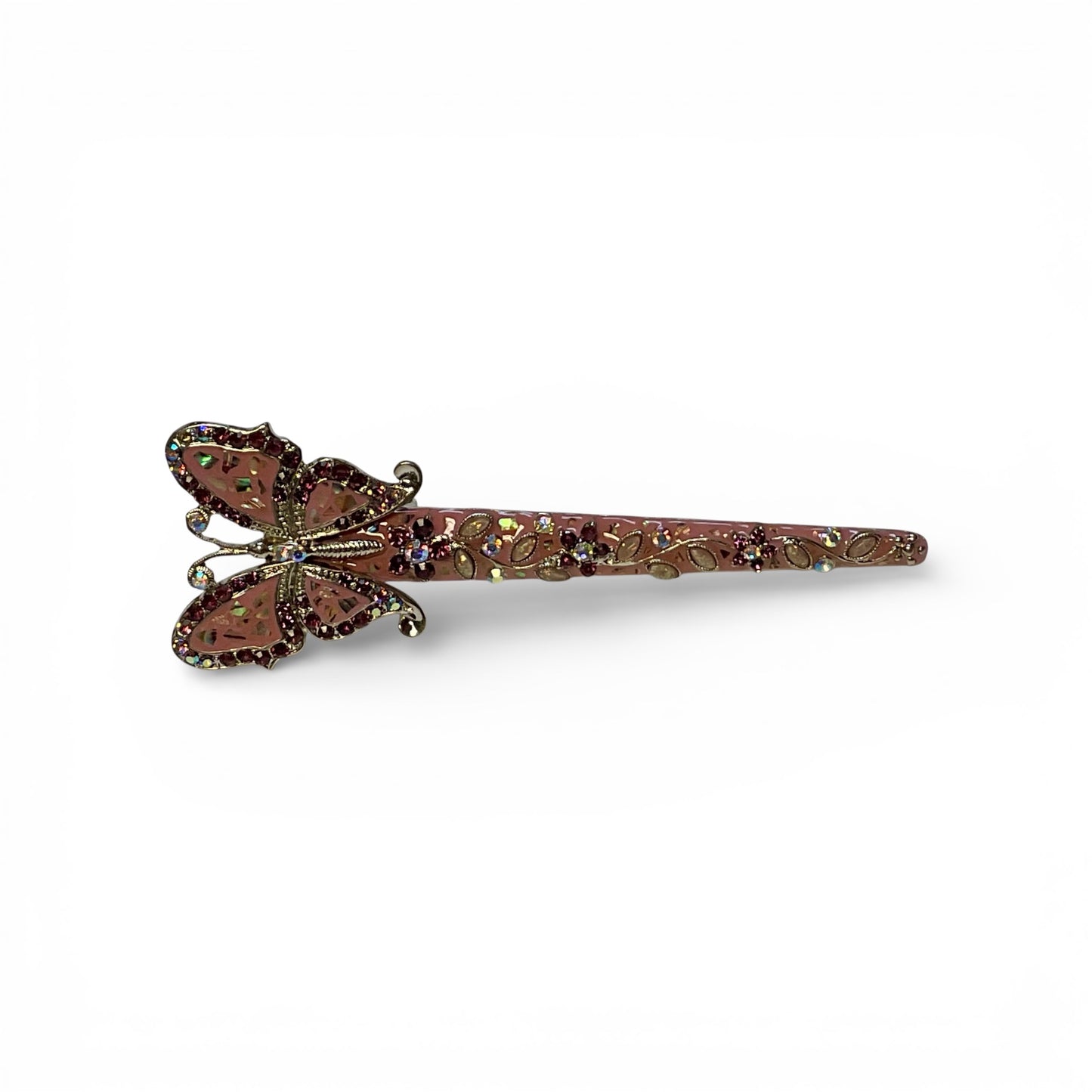 METAL EMBELLISHED BUTTERFLY HAIR CLIP WITH RHINESTONES AND GEMS