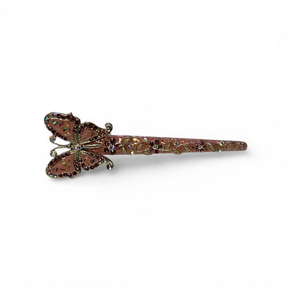 METAL EMBELLISHED BUTTERFLY HAIR CLIP WITH RHINESTONES AND GEMS