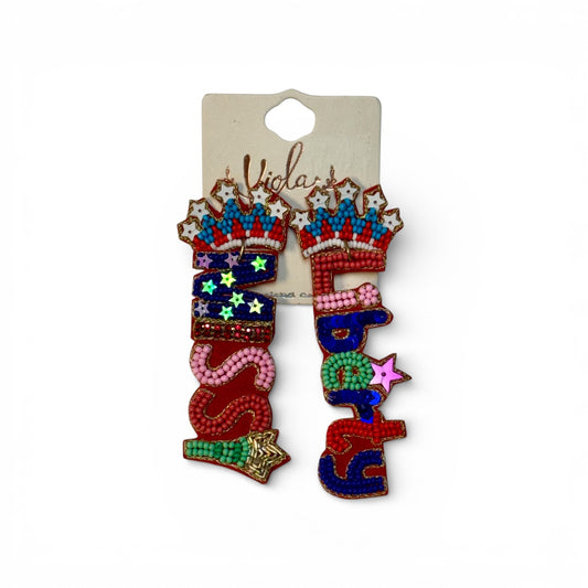 MISS LIBERTY SEED BEAD EARRINGS