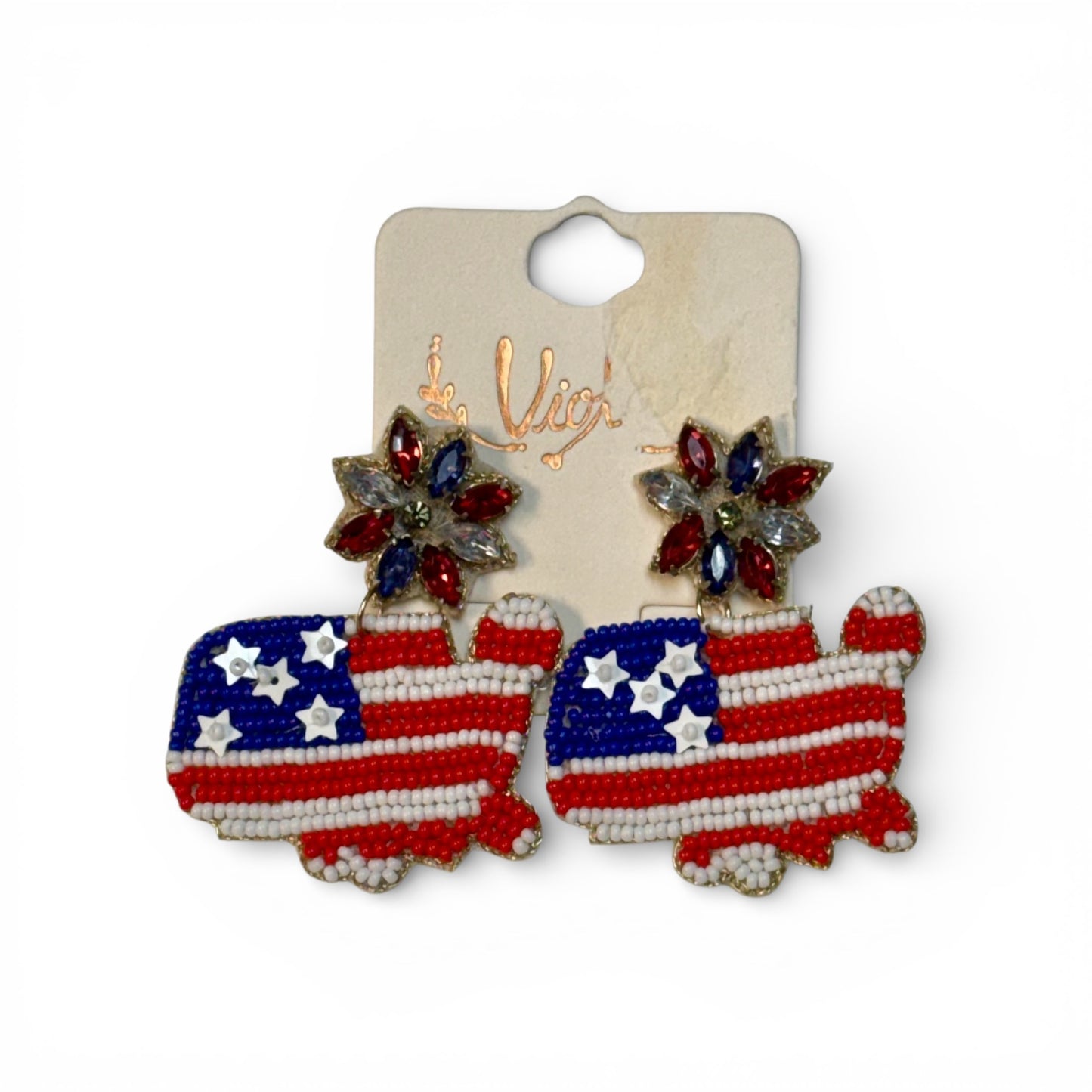 USA MAP SEED BEAD EARRINGS