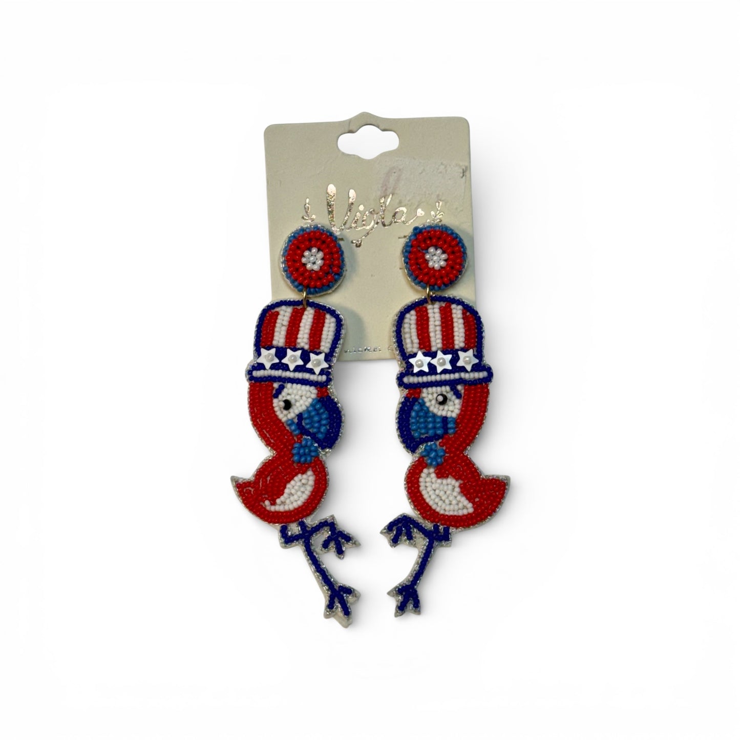 PATRIOT BIRD SEED BEAD EARRINGS