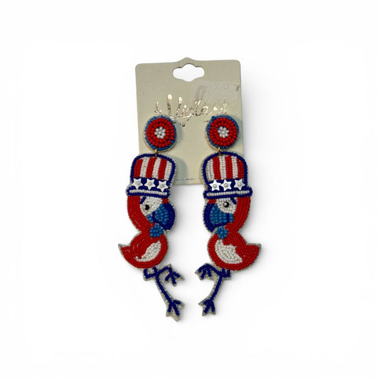 PATRIOT BIRD SEED BEAD EARRINGS