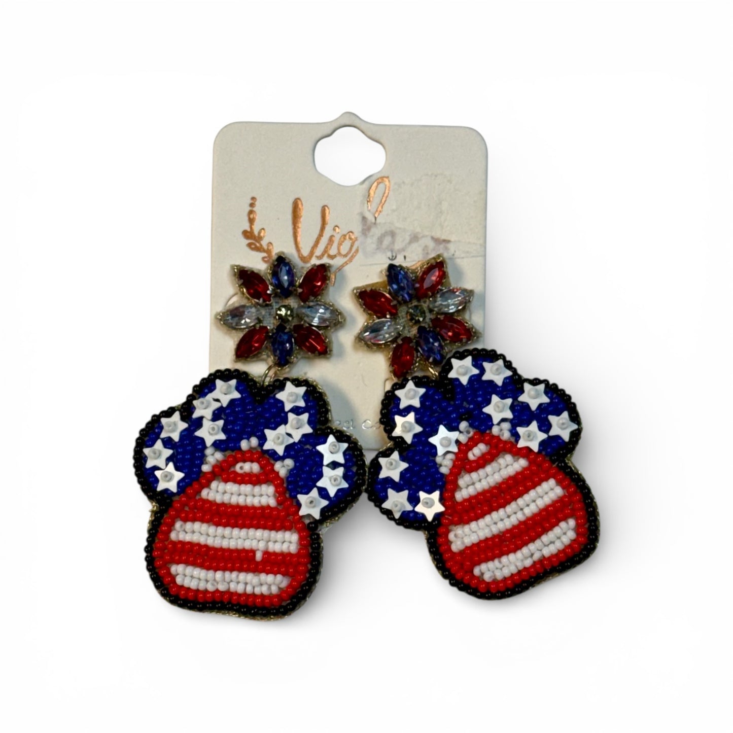 FLAG PAW SEED BEAD EARRINGS