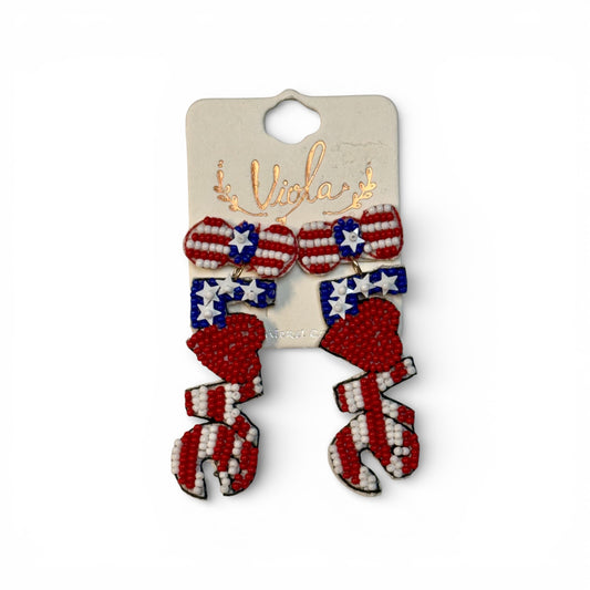 LOVE PATRIOTIC SEED BEAD EARRINGS
