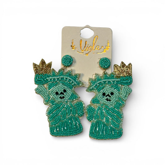 STATUE OF LIBERTY SEED BEAD EARRINGS