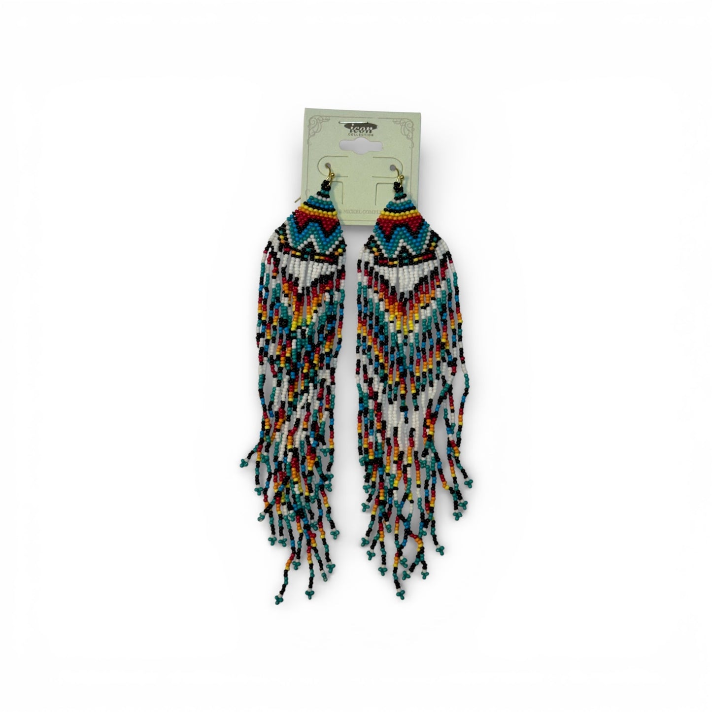 LONG FRINGE SEED BEAD EARRINGS