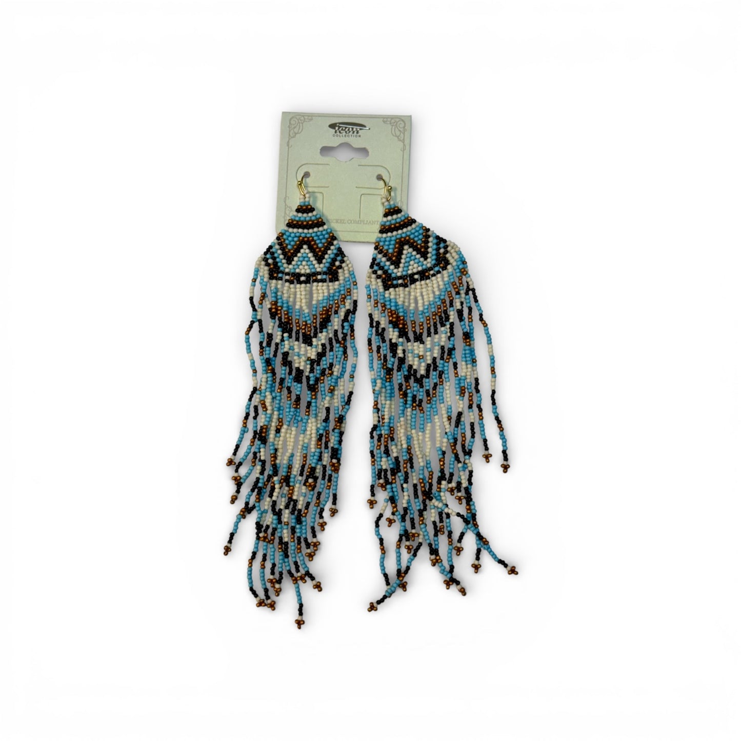 LONG FRINGE SEED BEAD EARRINGS