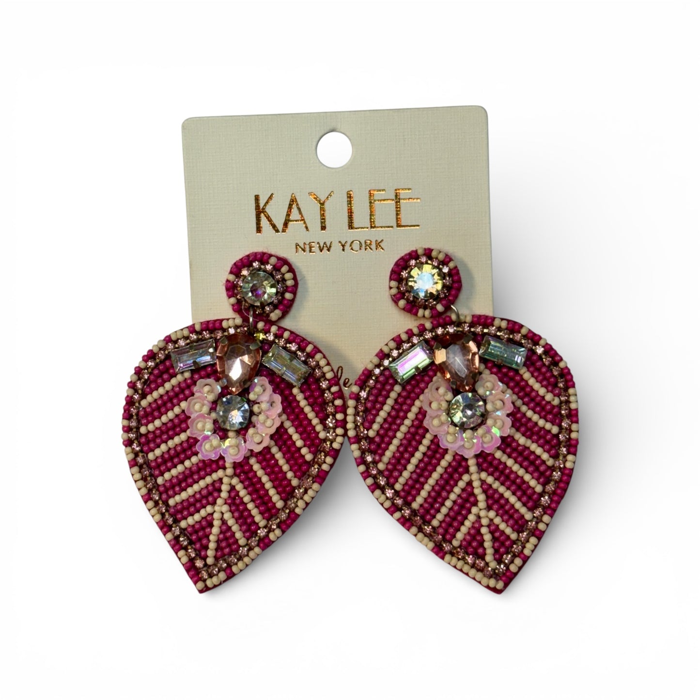 LEAF EMBELLISHED SEED BEAD EARRINGS