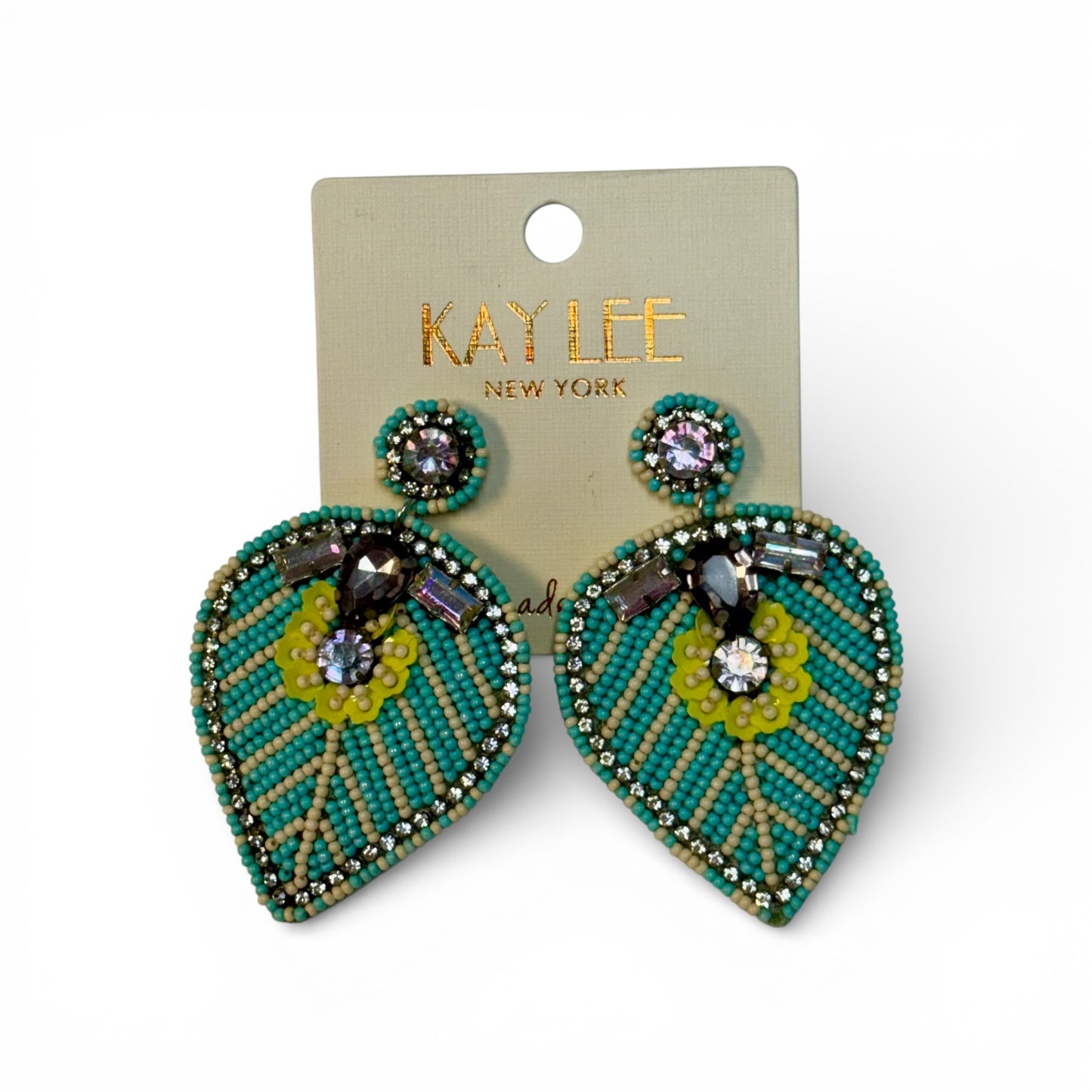 LEAF EMBELLISHED SEED BEAD EARRINGS