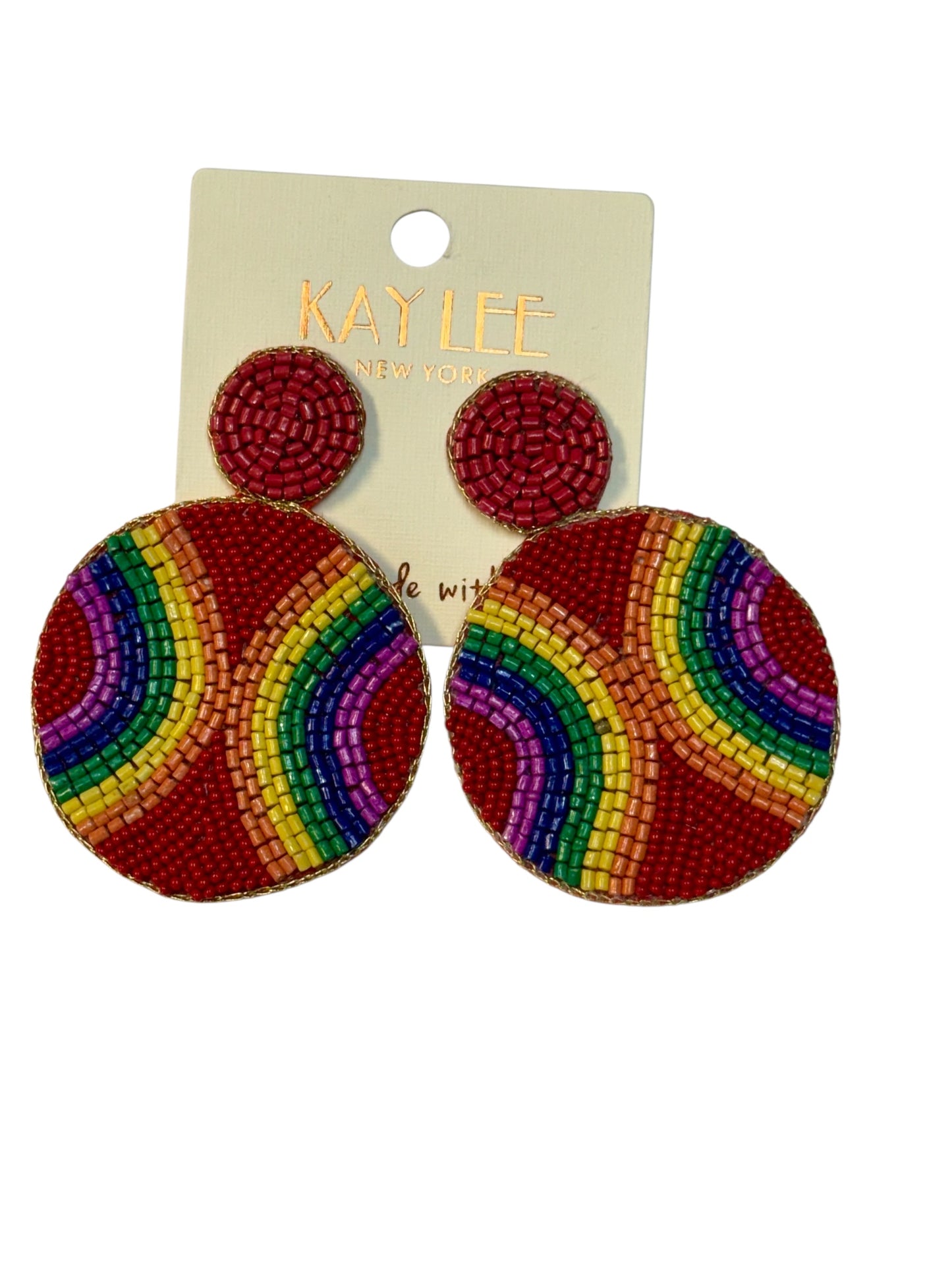RAINBOW DISC SEED BEAD EARRINGS