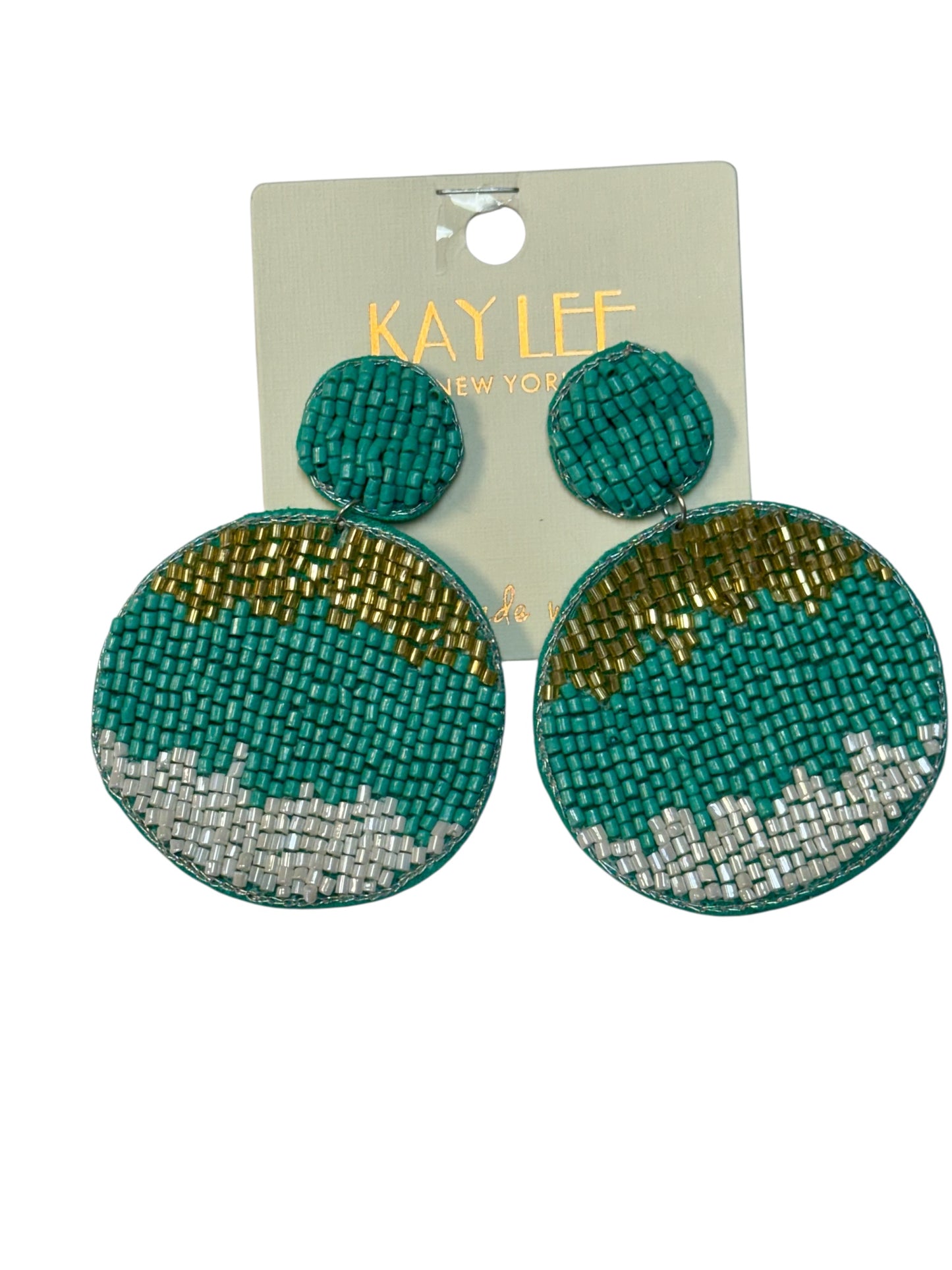 ROUND TRI COLOR SEED BEAD EARRINGS