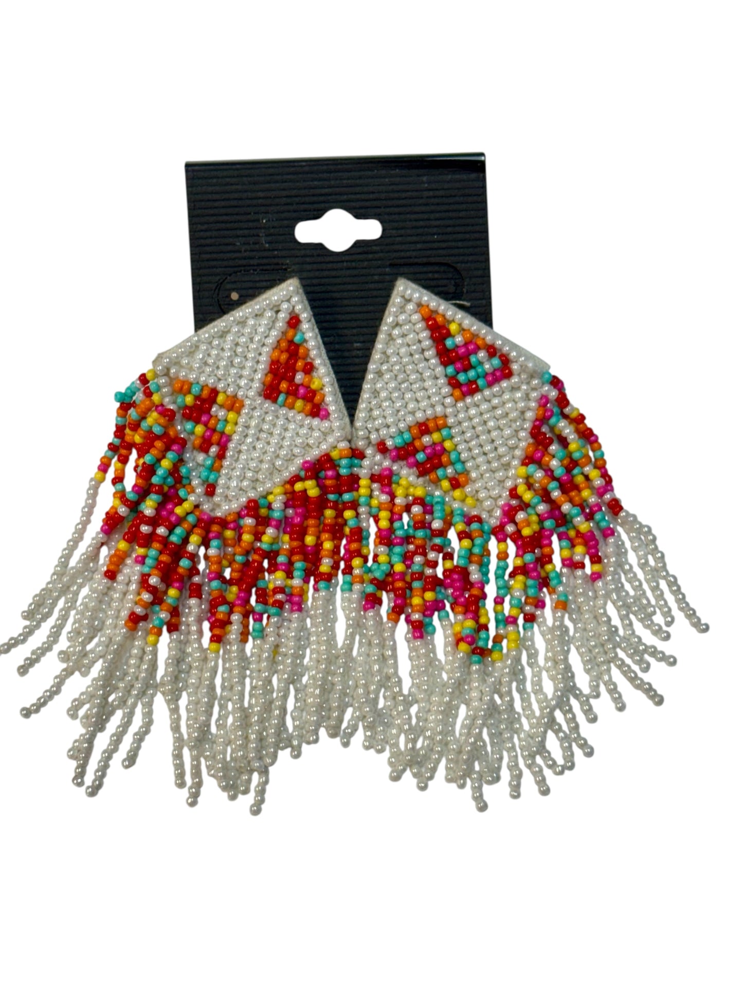 TRIANGLE FRINGE SEED BEAD EARRINGS