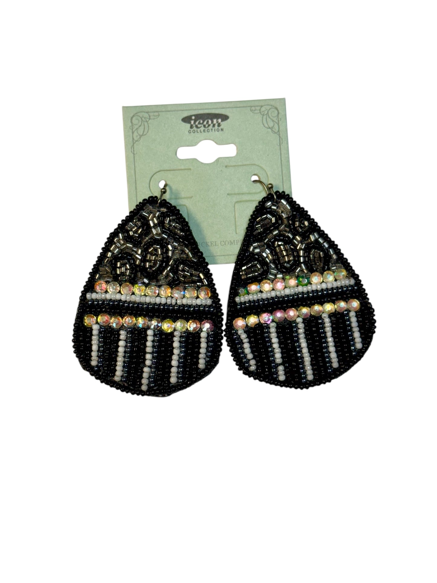 LEOPARD PRINT AND STRIPED SEED BEAD EARRINGS