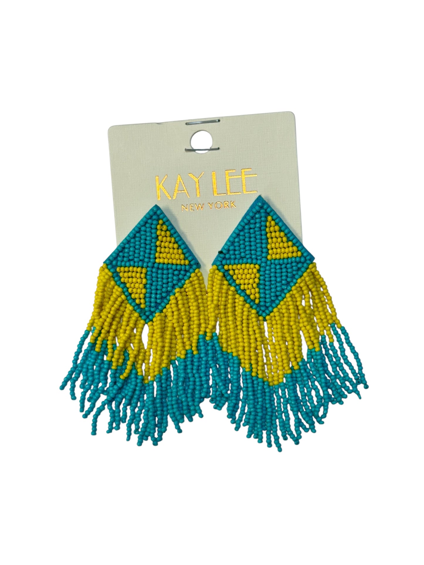 TRIANGLE FRINGE SEED BEAD EARRINGS