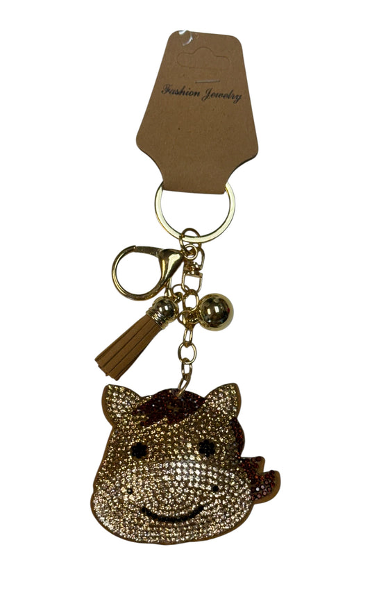 BLING PUFF HORSE HEAD KEYCHAIN