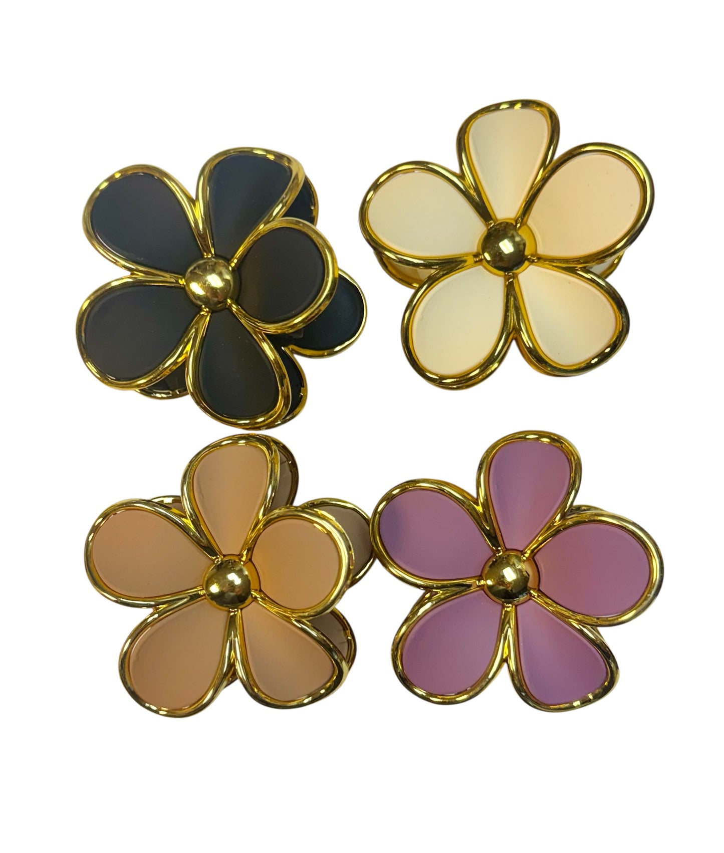 4 PACK FLOWER HAIR CLIPS