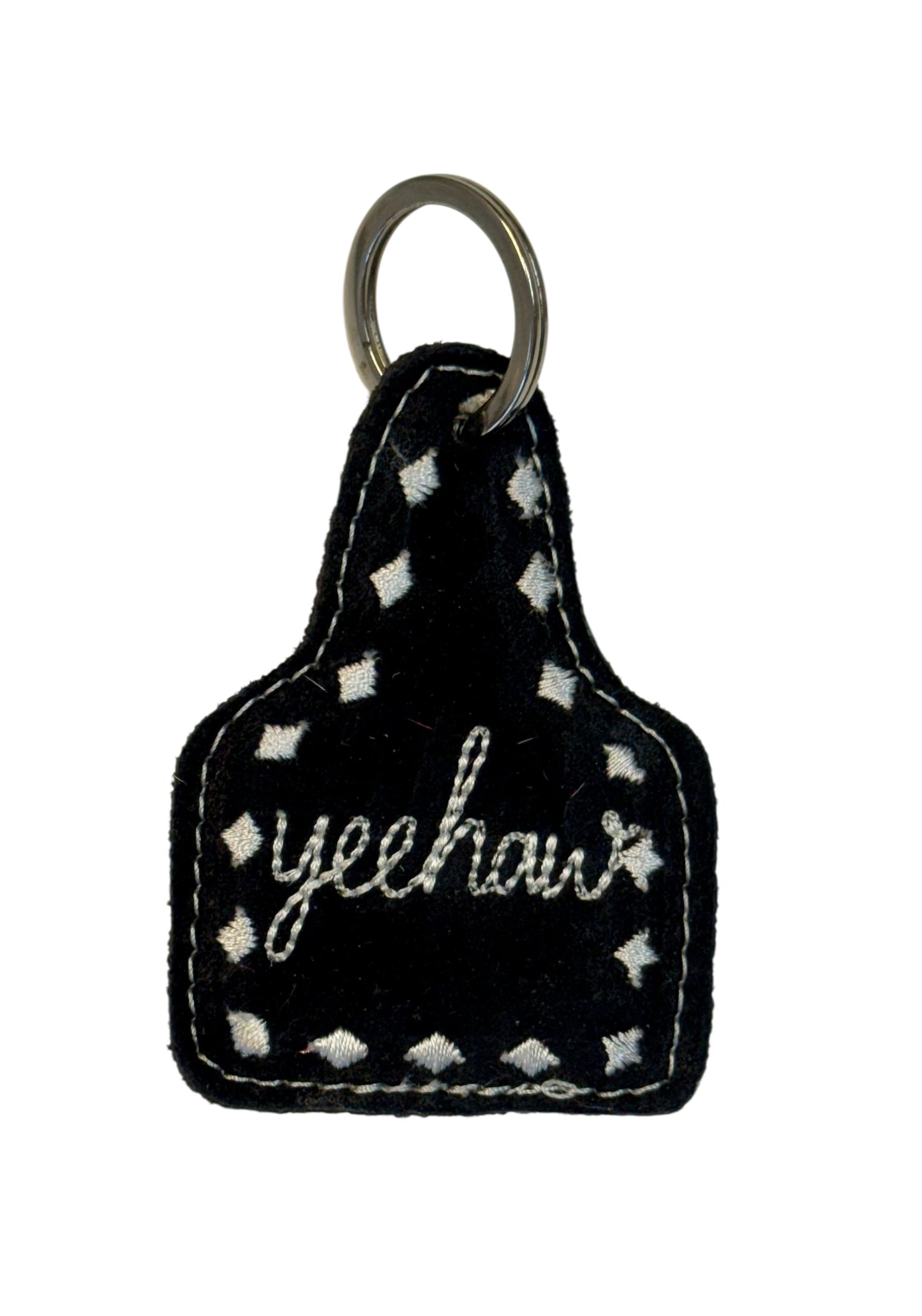 LEATHER HAIR ON HIDE 'YEEHAW' KEYCHAIN